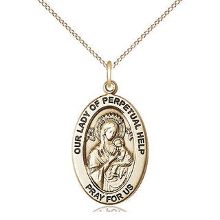 14kt Gold Our Lady of Perpetual Help Medal Engraved Catholic Saint Jewelry