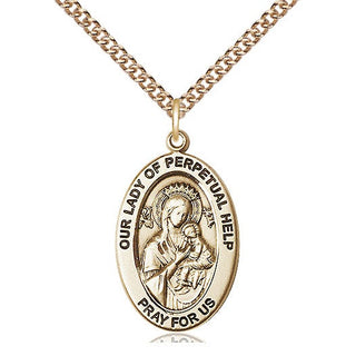 14kt Gold Our Lady of Perpetual Help Medal Engraved Catholic Saint Jewelry