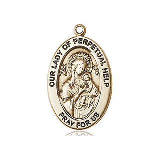 14kt Gold Our Lady of Perpetual Help Medal Engraved Catholic Saint Jewelry