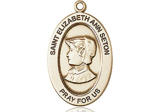 14kt Gold Saint Elizabeth Ann Seton Medal Engraved Catholic Saint Jewelry