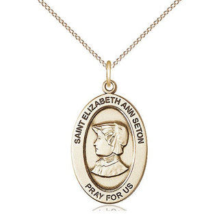 14kt Gold Saint Elizabeth Ann Seton Medal Engraved Catholic Saint Jewelry