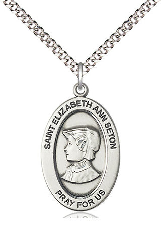 Sterling Silver St. Elizabeth Ann Seton Medal & Necklace Set | Engravable