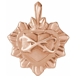 14K Rose Sacred Heart Pendant