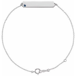 14K White Natural Blue Sapphire Geometric 7-8" Bracelet