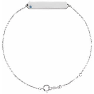 14K White Natural Aquamarine Geometric 7-8" Bracelet