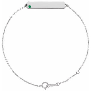 Sterling Silver Natural Emerald Geometric 7-8" Bracelet
