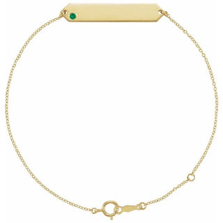 14K Yellow Natural Emerald Geometric 7-8" Bracelet