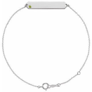14K White Natural Peridot Geometric 7-8" Bracelet