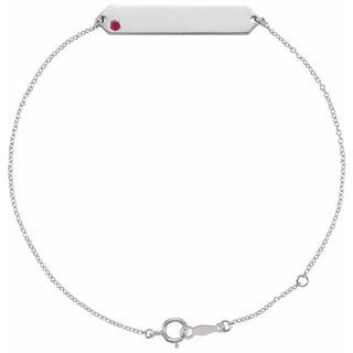 Sterling Silver Lab-Grown Ruby Geometric 7-8" Bracelet