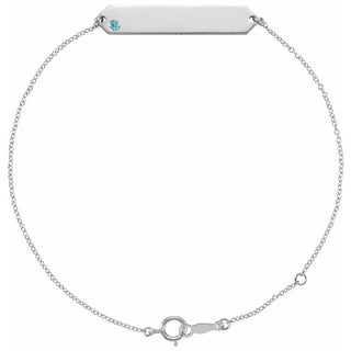 Sterling Silver Natural Blue Zircon Geometric 7-8" Bracelet