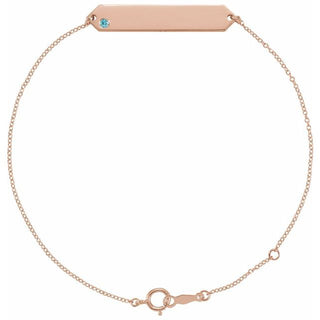 14K Rose Natural Blue Zircon Geometric 7-8" Bracelet