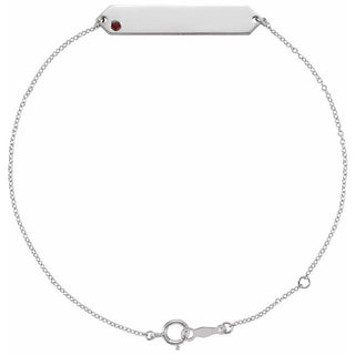 14K White Natural Mozambique Garnet Geometric 7-8" Bracelet