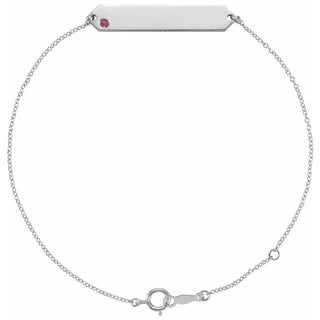 14K White Natural Pink Tourmaline Geometric 7-8" Bracelet