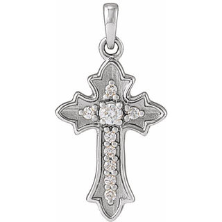 Platinum .08 CTW Natural Diamond Vintage-Inspired Cross Pendent