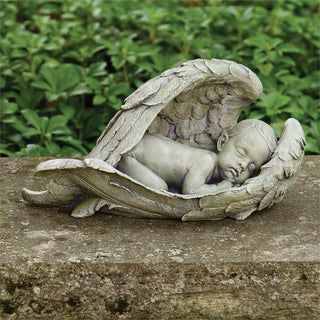 7-Inch Sleeping Baby In Wings Garden Statue