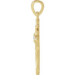 14K Yellow .08 CTW Natural Diamond Vintage-Inspired Cross Pendent