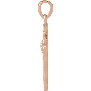 14K Rose .08 CTW Natural Diamond Vintage-Inspired Cross Pendent