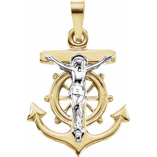 14K Yellow/White 16x15 mm Mariner's Cross Pendant