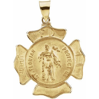 14K Yellow 25 mm Hollow Saint Florian Medal