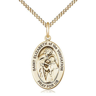 14K Gold-Filled Saint Elizabeth of The Visitatio Medal & Necklace Set Engraved Catholic Saint Jewelry