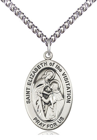 Sterling Silver St. Elizabeth of The Visitatio Medal & Necklace Set | Engravable