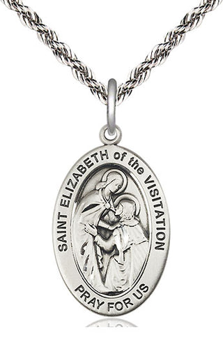 Sterling Silver St. Elizabeth of The Visitatio Medal & Necklace Set | Engravable