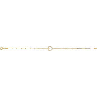 14K Yellow 1/8 CTW Natural Diamond Heart 7" Bracelet