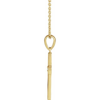 14K Yellow .015 CT Natural Diamond Engravable Cross 16-18" Necklace