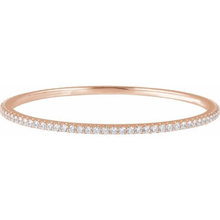 14K Rose 5 CTW Natural Diamond Stackable Bangle 8" Bracelet