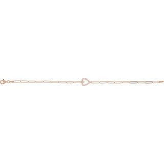 14K Rose 1/8 CTW Natural Diamond Heart 7" Bracelet