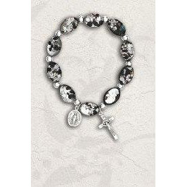 Black Oval Murano Glass Rosary Bracelet