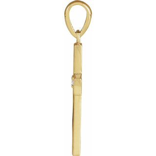 14K Yellow .015 CT Natural Diamond Engravable Cross Pendant