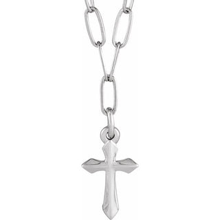 14K White Cross Link 18" Necklace