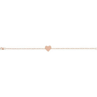 14K Rose Engravable Heart 7" Bracelet