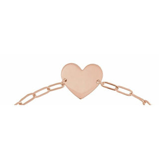 14K Rose Engravable Heart 7" Bracelet