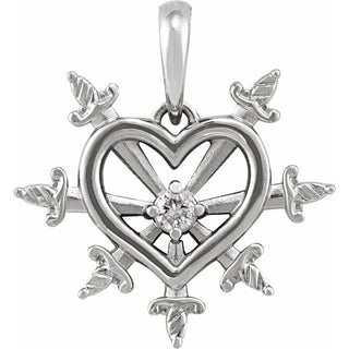 14K White .03 CT Natural Diamond Heart & Daggers Pendant