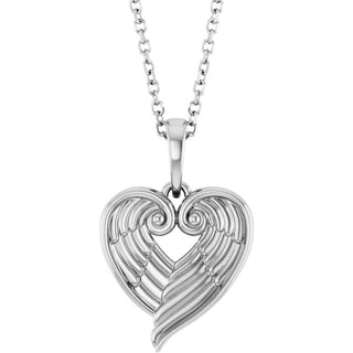 Platinum Angel Wing Heart 16-18" Necklace