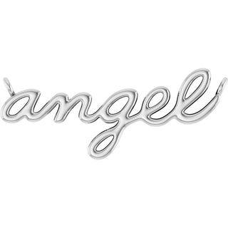 10K White Angel Script Necklace Center
