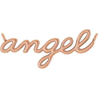 10K Rose Angel Script Necklace Center