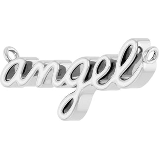 14K White Angel Script Necklace Center