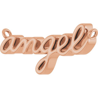 10K Rose Angel Script Necklace Center