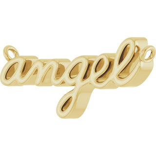 14K Yellow Angel Script Necklace Center