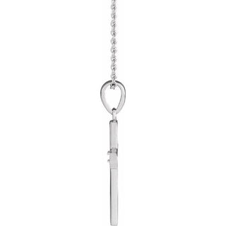 Sterling Silver .015 CT Natural Diamond Engravable Cross 16-18" Necklace