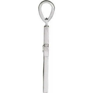14K White .015 CT Natural Diamond Engravable Cross Pendant