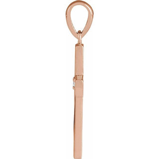 14K Rose .015 CT Natural Diamond Engravable Cross Pendant