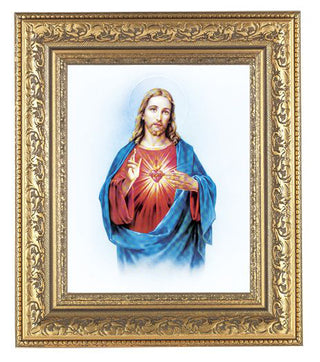 Sacred Heart In Antique Gold Frame 10.25X12.25" 8X10 Print