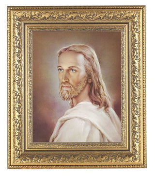 Head Of Christ In Antique Gold Frame 10.25X12.25" 8X10 Print