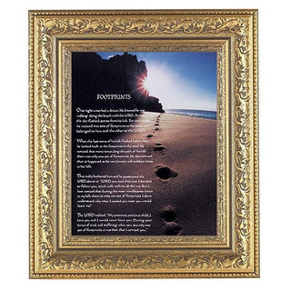 Footprints In Antique Gold Frame 10.25X12.25" 8X10 Print