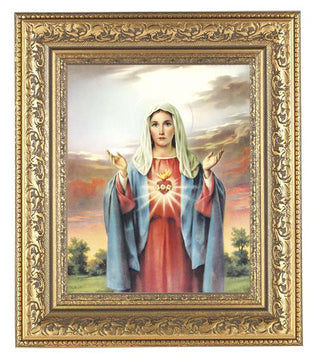 Immaculate Heart Of Mary Antiq Gold Frame 10.25X12.25 8X10 "