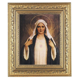 Immaculate Heart Of Mary, 8X10 Antique Gold Frame 10.25X12.25" 8X10